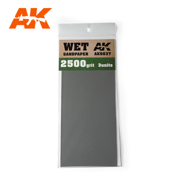 AK Interactive Sandpaper - Wet 2500 Grit, 3 Units