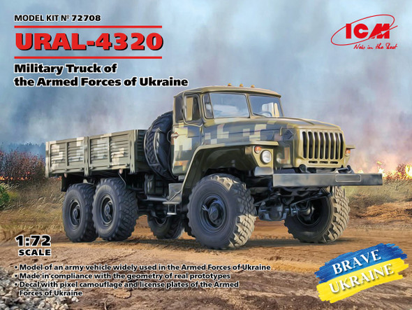 ICM 1/72 Scale URAL-4320 Military Truck of the Armed Forces of Ukraine Model Kit