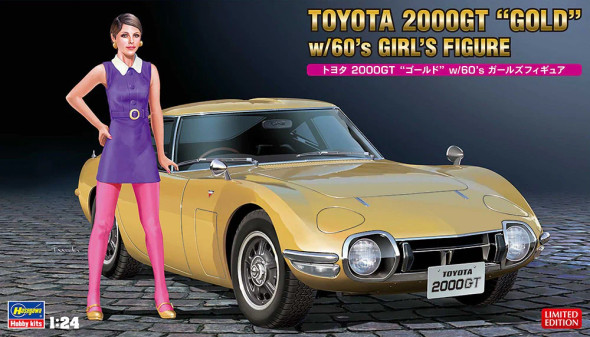 Hasegawa 1/24 Scale Toyota 2000GT Gold with 60's Girl Figure Model Kit