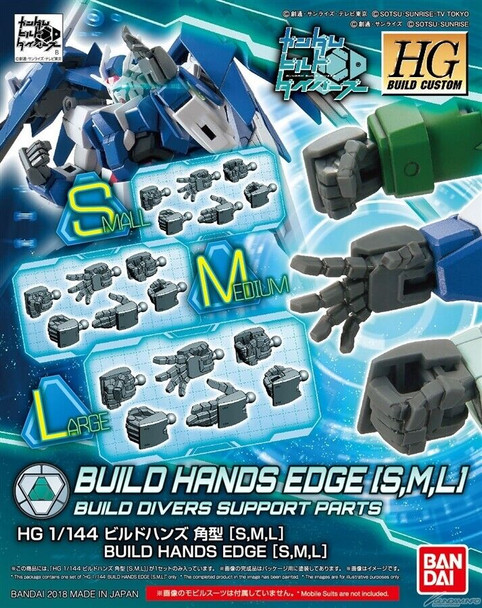Bandai Gundam Build Fighters HGBC #43 Build Hands Square L,M,S 1/144 Scale Model Kit Accessory
