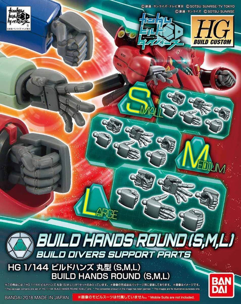 Bandai Gundam Build Fighters HGBC #44 Build Hands Round L,M,S 1/144 Scale Model Kit Accessory