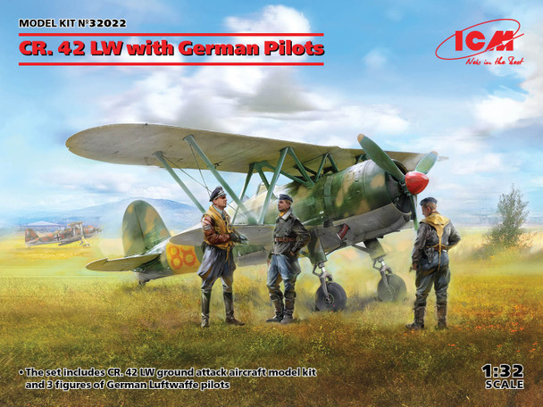 ICM 1/32 Scale Fiat CR. 42 LW with German Pilots Model Kit