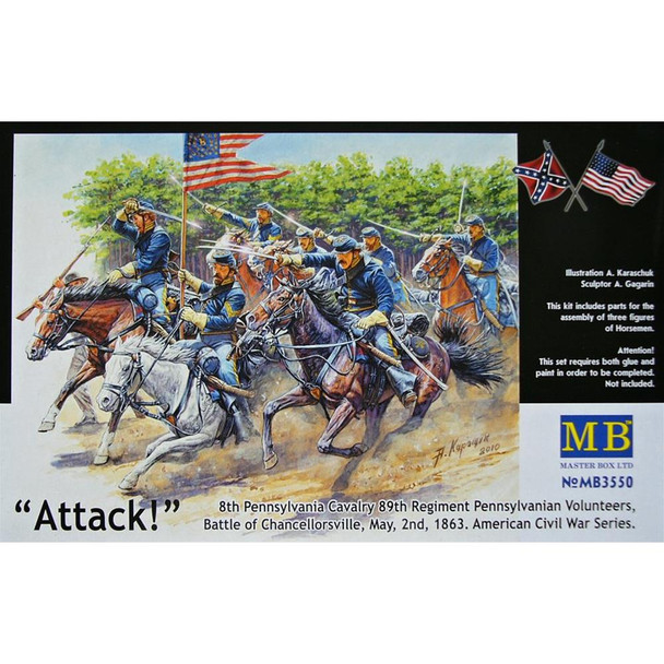 MASTER BOX 1/35 8th Pennsylvania Cavalry, 89th Regiment Pennsylvanian Volunteers, Battle of Chancellorsville, May, 2nd, 1863. American Civil War Series. Attack!