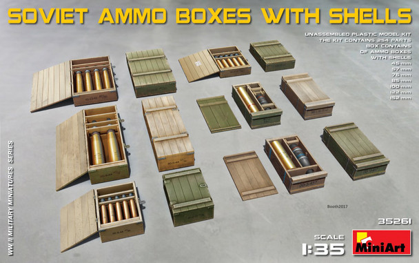 MiniArt 1/35 Scale Soviet Ammo Boxes with Shells Model Kit