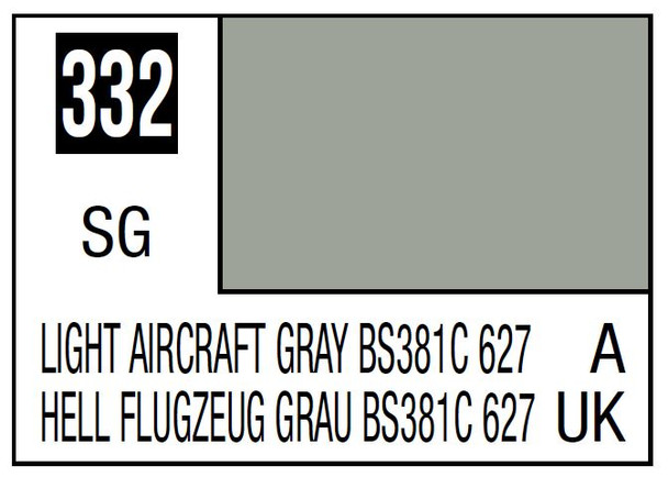 Mr. Hobby Mr. Color Acrylic Paint - C332 Light Aircraft Gray BS381C 627 (Semi-Gloss/Aircraft) 10ml