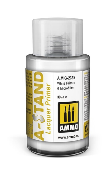 Ammo Mig A-Stand Lacquer Paint 30ml - White Primer & Microfiller