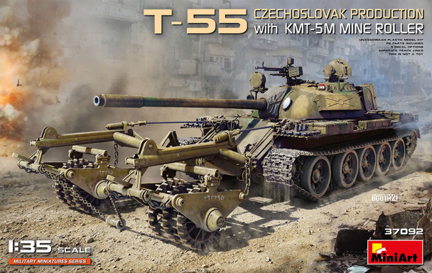 MiniArt 1/35 Scale T-55 Czechoslovak Production with KMT-5M Mine Roller Model Kit