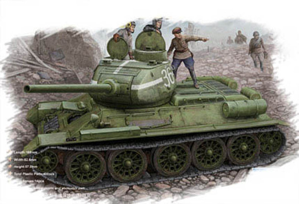 Hobby Boss 1/48 Scale Russian T-34/85 1944 Flattened Turret Tank Model Kit