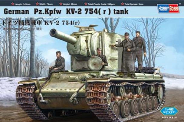 Hobby Boss 1/48 Scale German Pz.Kpfw KV-2 754(r) Tank Model Kit