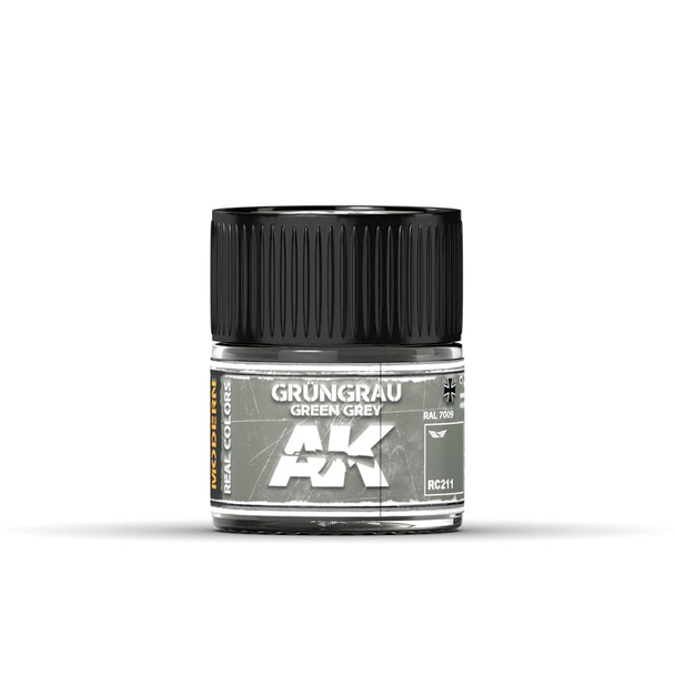 AK Interactive Real Colors Acrylic Lacquer - Grungrau Green Grey RAL 7009 Modern 10ml