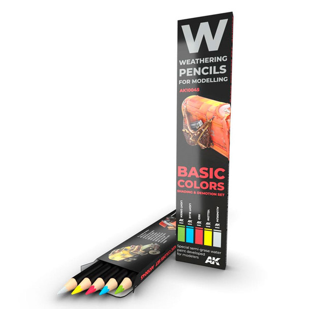 AK Interactive Weathering Pencils - Basic Colors Shading & Demotion Set