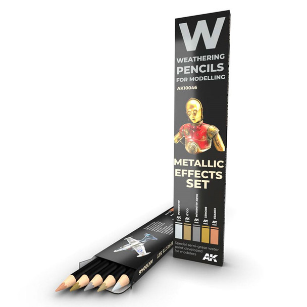 AK Interactive Weathering Pencils - Metallic Effects Set
