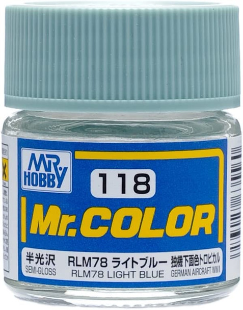 Mr. Hobby Mr. Color Acrylic Paint - C118 RLM78 Light Blue (Semi-Gloss/Aircraft) 10ml
