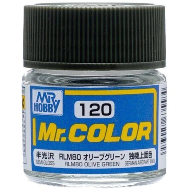 Mr. Hobby Mr. Color Acrylic Paint - C120 RLM80 Olive Green (Semi-Gloss/Aircraft) 10ml