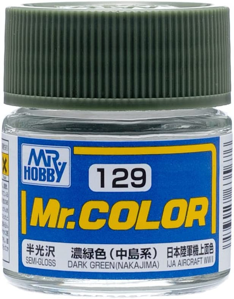 Mr. Hobby Mr. Color Acrylic Paint - C129 Dark Green (Nakajima) 10ml (Semi-Gloss/Aircraft) 10ml