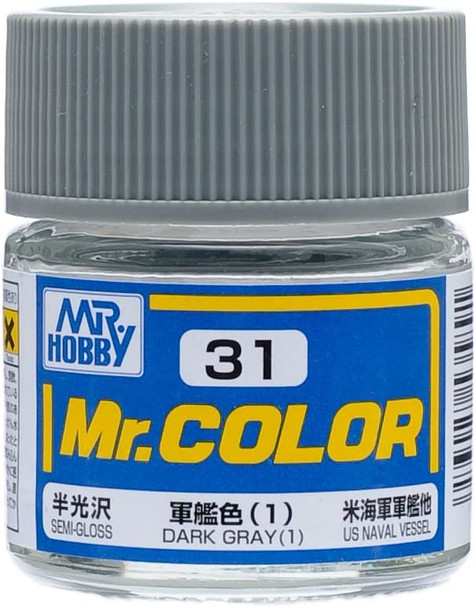 Mr. Hobby Mr. Color Acrylic Paint - C31 Dark Gray 1 (Semi-Gloss) 10ml