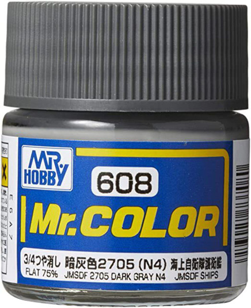 Mr. Hobby Mr. Color Acrylic Paint - C608 Jmsdf 2705 Dark Gray N4 (Japan Maritime Self-Defense Force Ships) 10ml