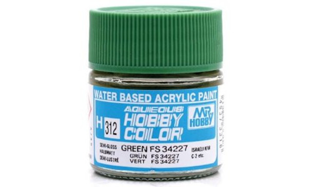 Mr. Hobby Aqueous Acrylic Color - H312 Semi Gloss Green FS34227 for Israel Desert Camouflage 10ml