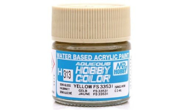 Mr. Hobby Aqueous Acrylic Color - H313 Semi Gloss Yellow FS33531 for Israel Desert Camouflage 10ml