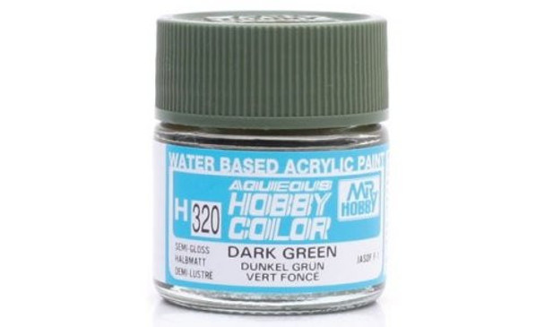 Mr. Hobby Aqueous Acrylic Color - H320 Semi Gloss Dark Green Japan Air Self Defense Force F-1 Camouflage 10ml