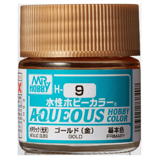 Mr. Hobby Aqueous Acrylic Color - H9 Metallic Gold 10ml Bottle