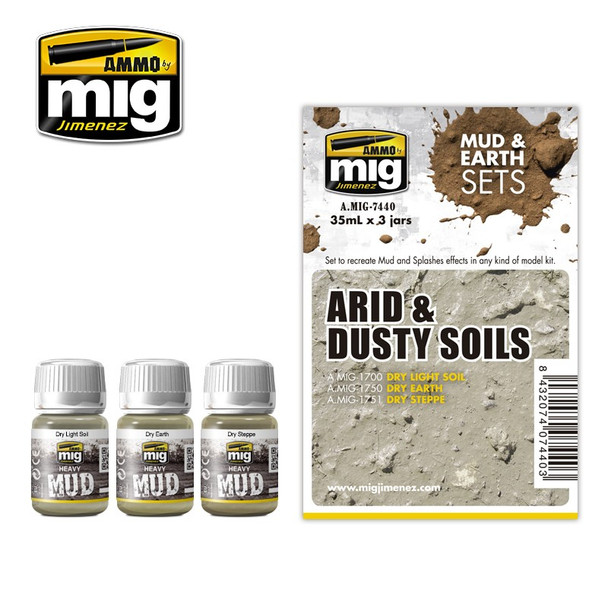 Ammo Mig Arid & Dusty Soils Mud & Earth Set