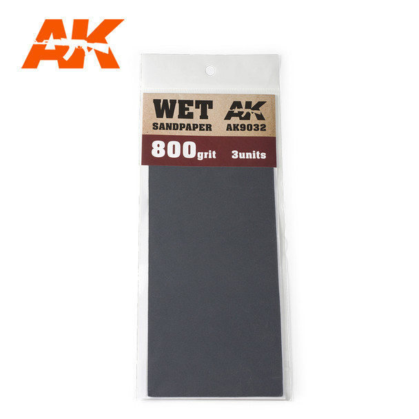 AK Interactive Sandpaper - Wet 800 Grit, 3 Units