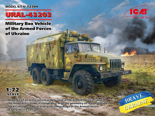 ICM 1/72 Scale URAL-43203 Military Box Vehicle of the Armed Forces of Ukraine Model Kit