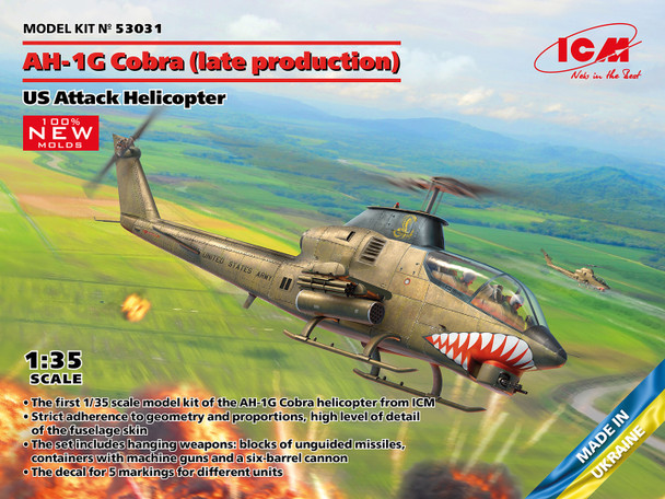 ICM 1/48 Scale AH-1G Cobra Late Production US Attack Helicopter (100% New Molds) Model Kit