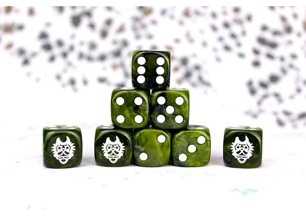 Conquest - W'adrhun Green Swirl Faction Dice