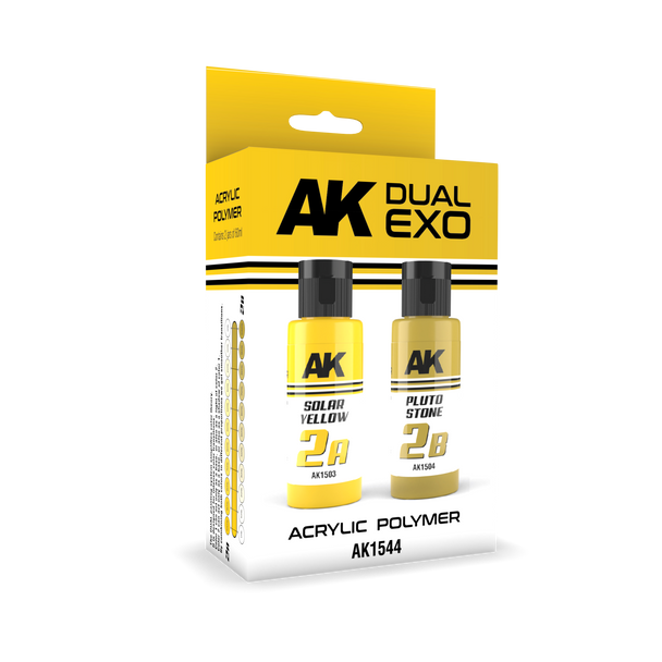 AK Interactive Dual Exo Acrylics - Solar Yellow & Pluto Stone Set
