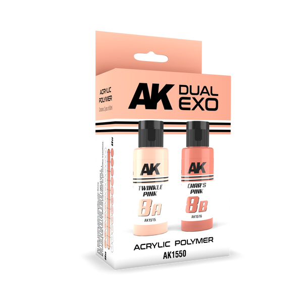 AK Interactive Dual Exo Acrylics - Twinkle Pink & Char's Pink Set