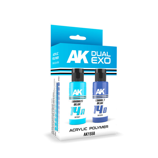 AK Interactive Dual Exo Acrylics - Uranus Blue & Cobalt Blue Set
