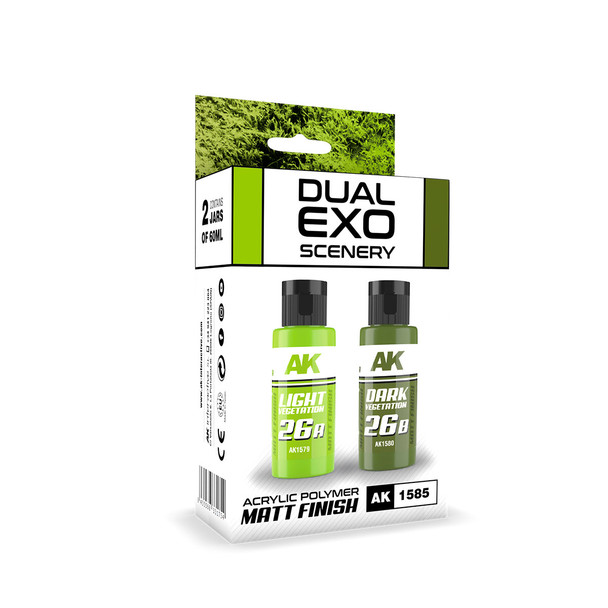 AK Interactive Dual Exo Acrylics - Light Vegetation & Dark Vegetation Set
