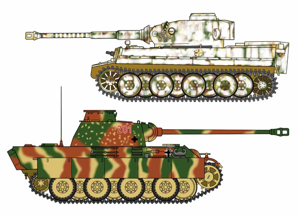 Hasegawa 1/72 Scale Tiger I & Panther G German Army Main Battle Tank Combo Model Kit