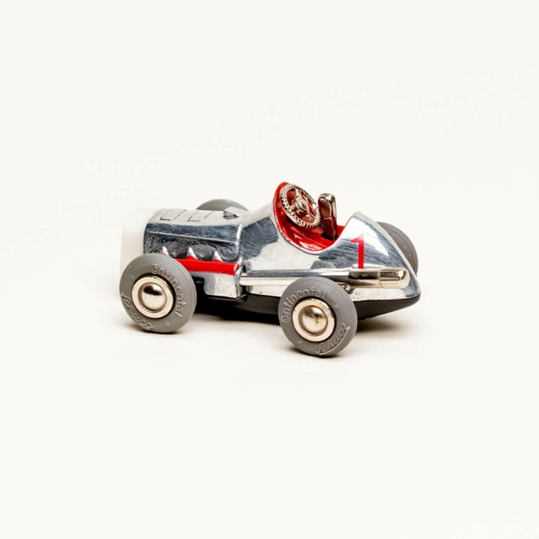 Schuco Micro Racer 1041 Midget Silver Number 1 Wind-Up Metal Car