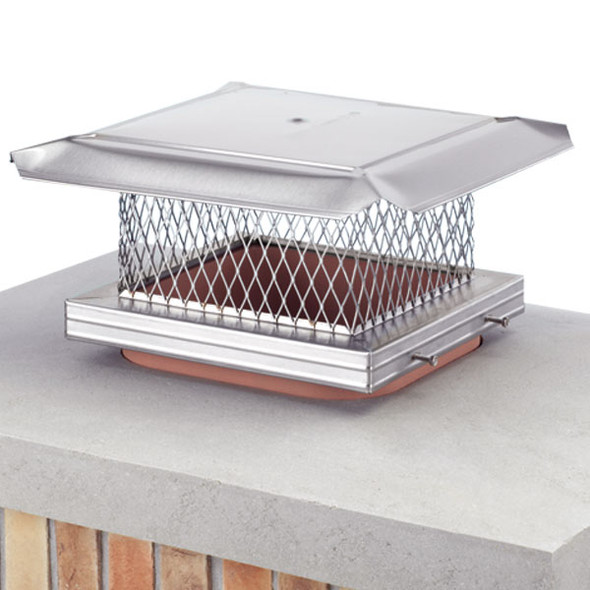 8" x 8" Homesaver Pro Stainless Steel Single-Flue Chimney Cap, 3/4" Mesh, 304-Alloy COP14601 