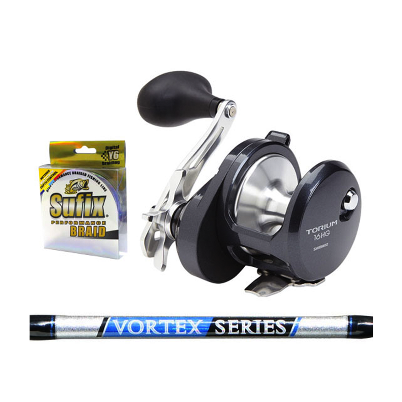 Shimano Torium 16PG-A & Vortex 5'5 1pc 30/50lb O/H Jig Rod + 300m