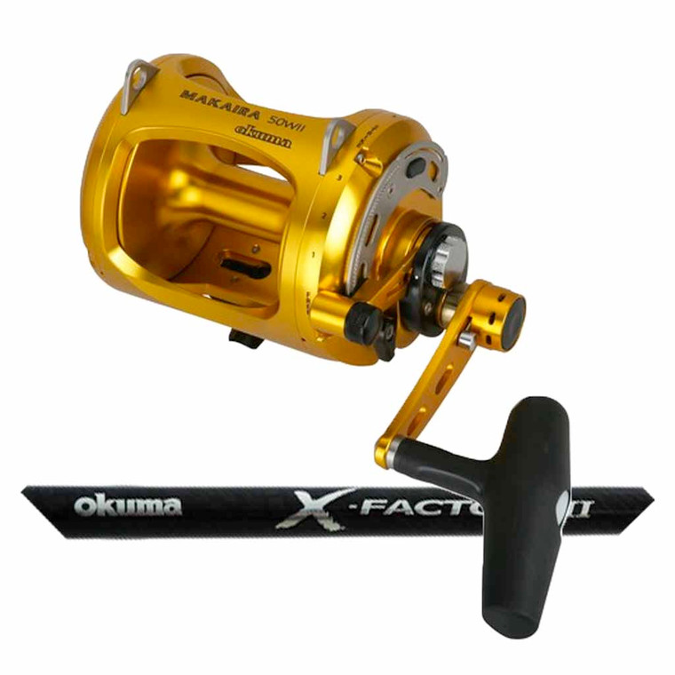 Okuma Makaira 50 Two Speed + X Factor II 24-37kg 5'10 Bent Butt Roller Tip Combo