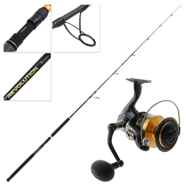 Shimano Spheros SWA 14000XG Revolution Topwater Travel Spin Combo 8ft 2in PE5-8 3pc