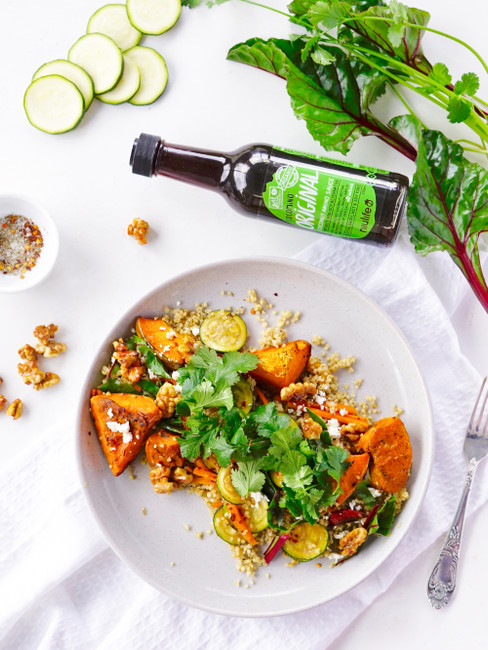 Spiced Quinoa with Roast Veggies & Maple Walnuts