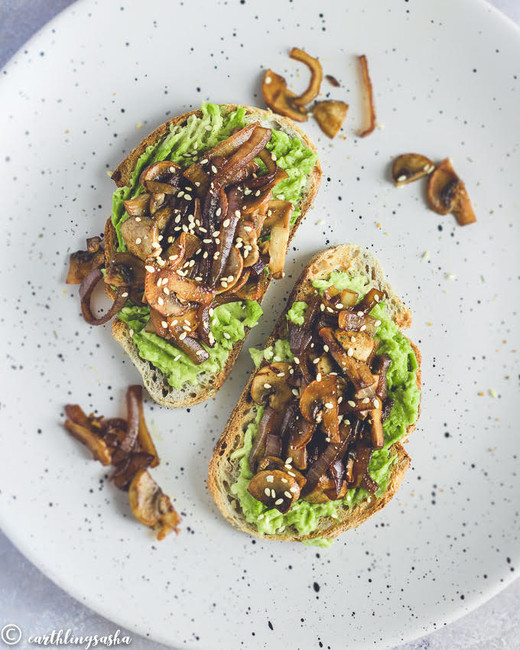 Smashed Avo & BBQ Mushroom Toast