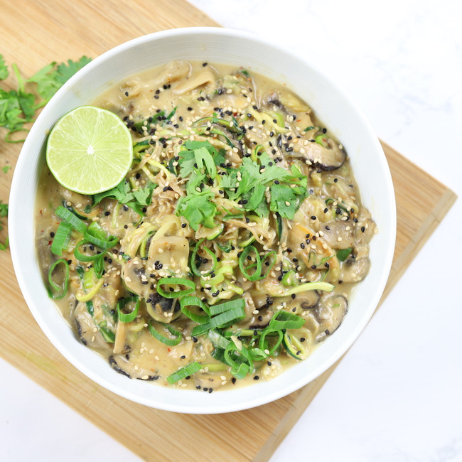 Creamy Asian Mushroom Zucchini Spirals 