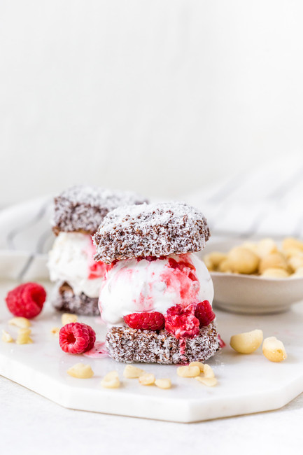 Lamington Macadamia Ice Cream Sandwiches