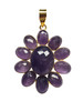 Deep Amethyst in Brass Daisy Pendant