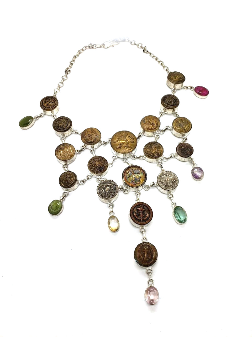 Antique Buttons and Jewels Necklace