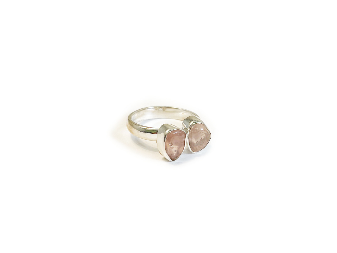 Adjustable Double Rose Quartz Ring