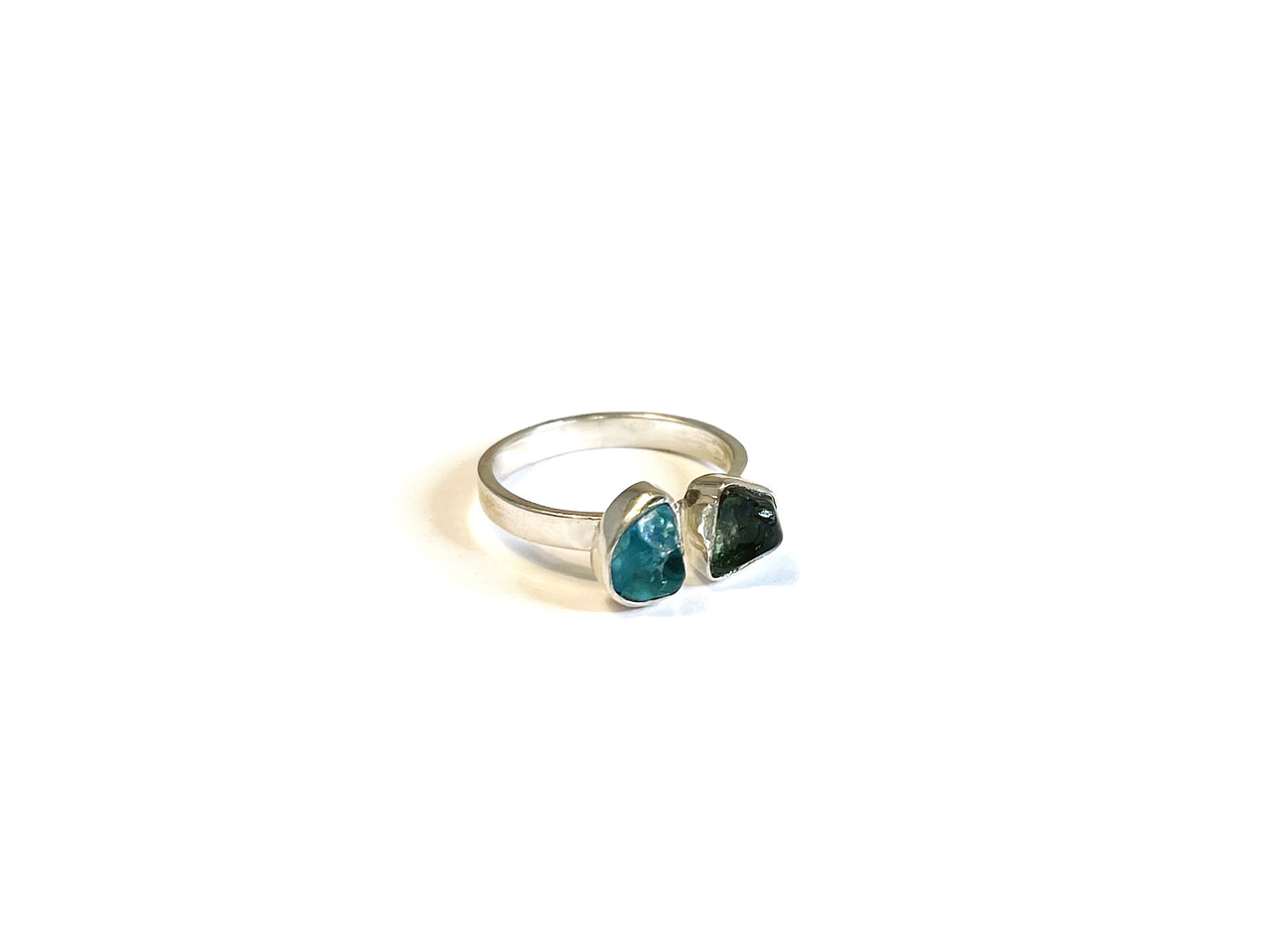 Paraiba Tourmaline & Green Apatite Adjustable Ring