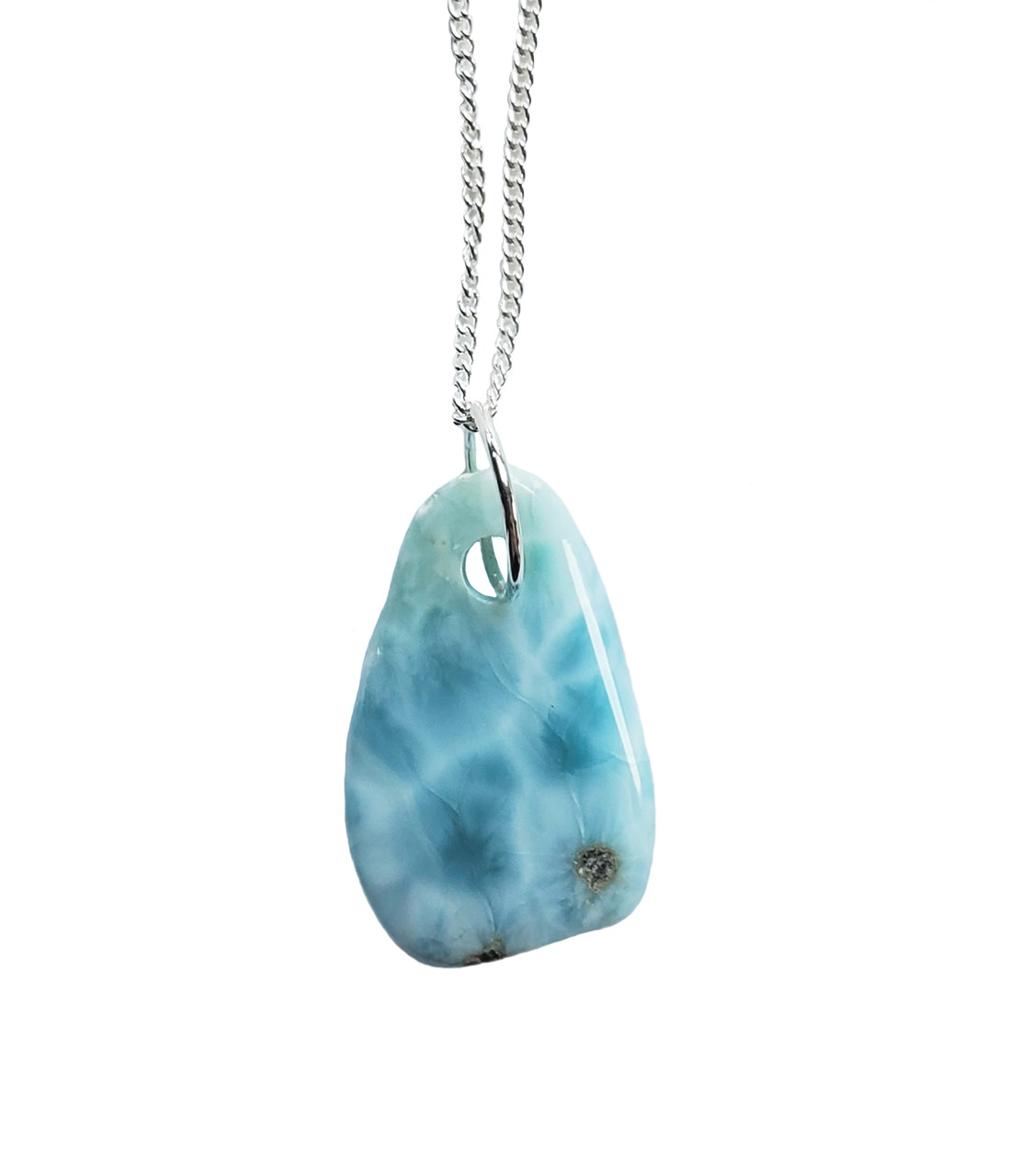 Sterling Silver Natural Larimar Harmony Necklace
