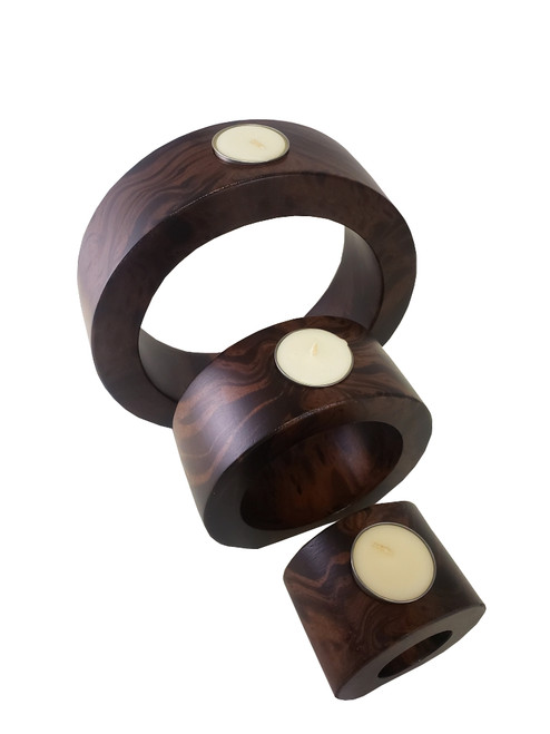 Nesting Mango Wood Candle Holder Set Nesting Mango Wood Candle Holder Set